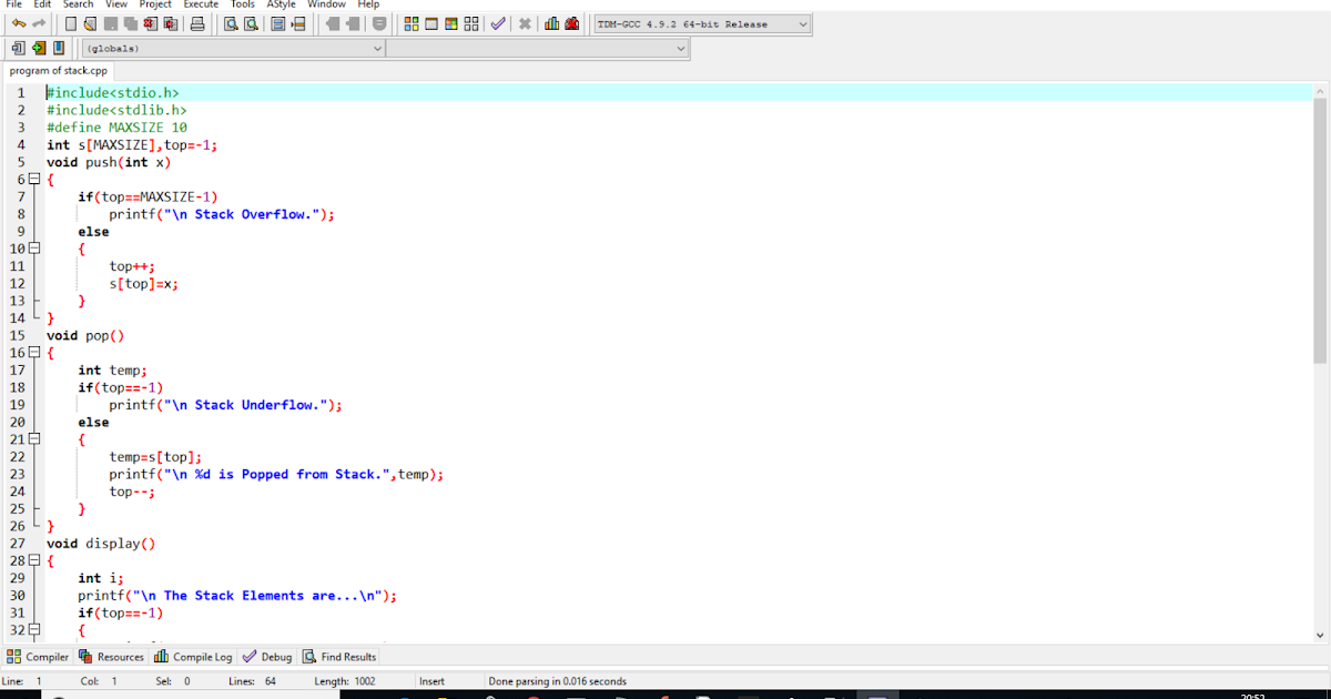 Program Of Stack in C-Language