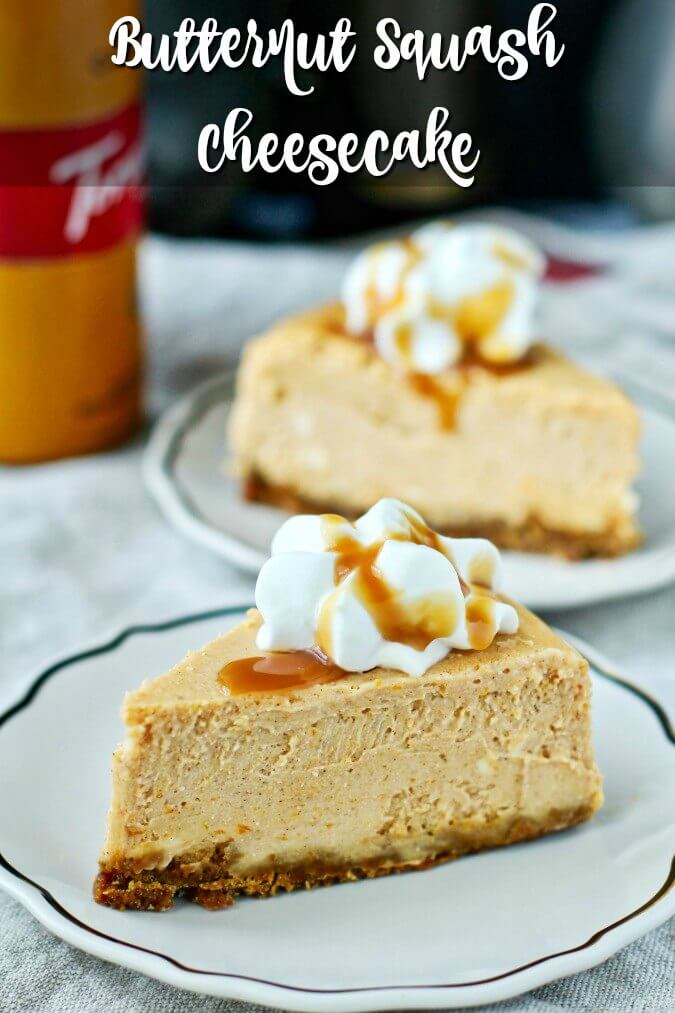 Butternut Squash Cheesecake with caramel and whipped cream