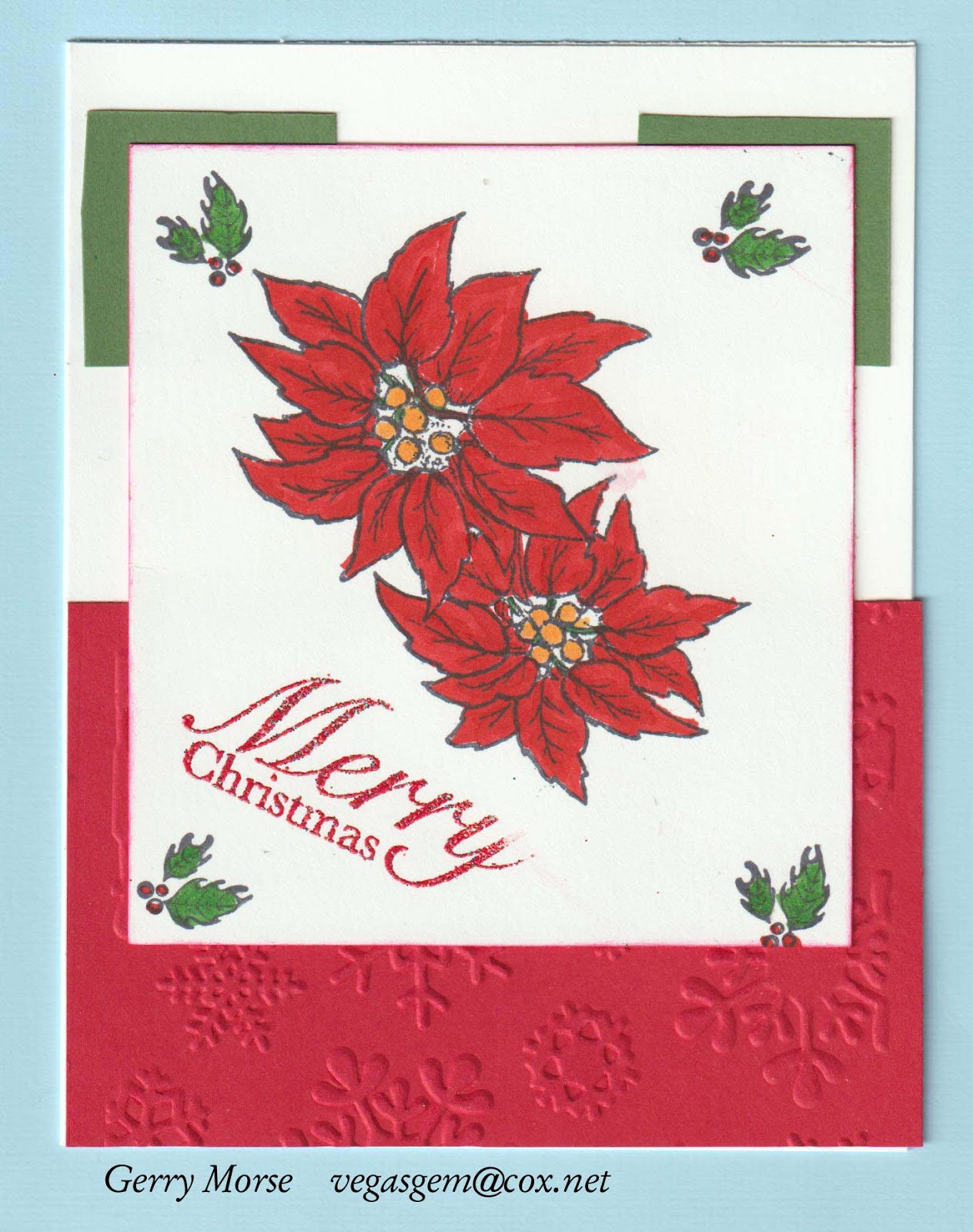 Watercolor merry christmas frame with red poinsettia Vegas Gems: Merry Poinsettias
