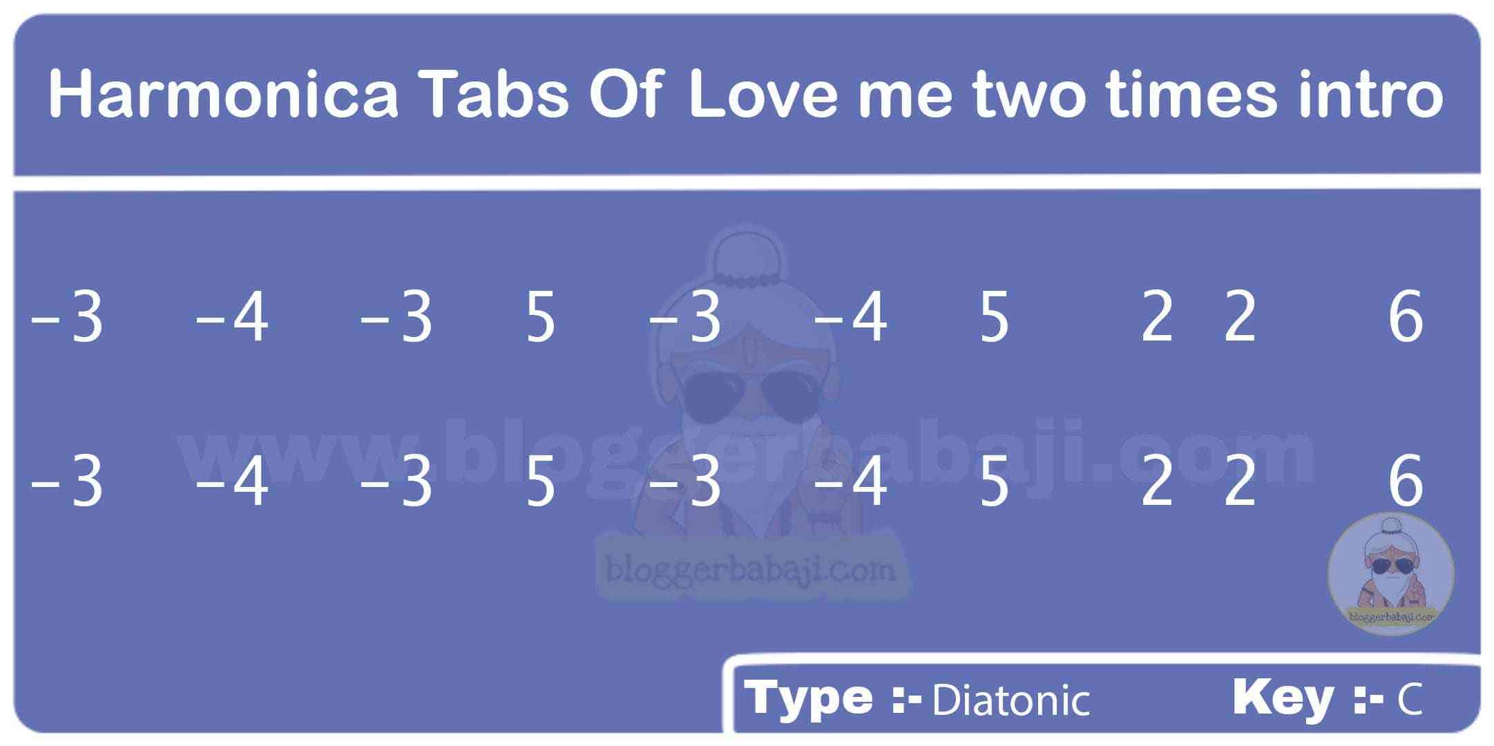 Harmonica Tabs Of Love me two times intro
