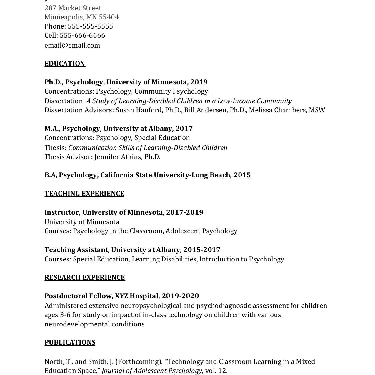 how to write a curriculum vitae for education