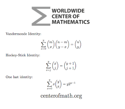 The Center of Math Blog: Combinatoric Identities