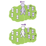 地域をまたいだ感染拡大のイラスト