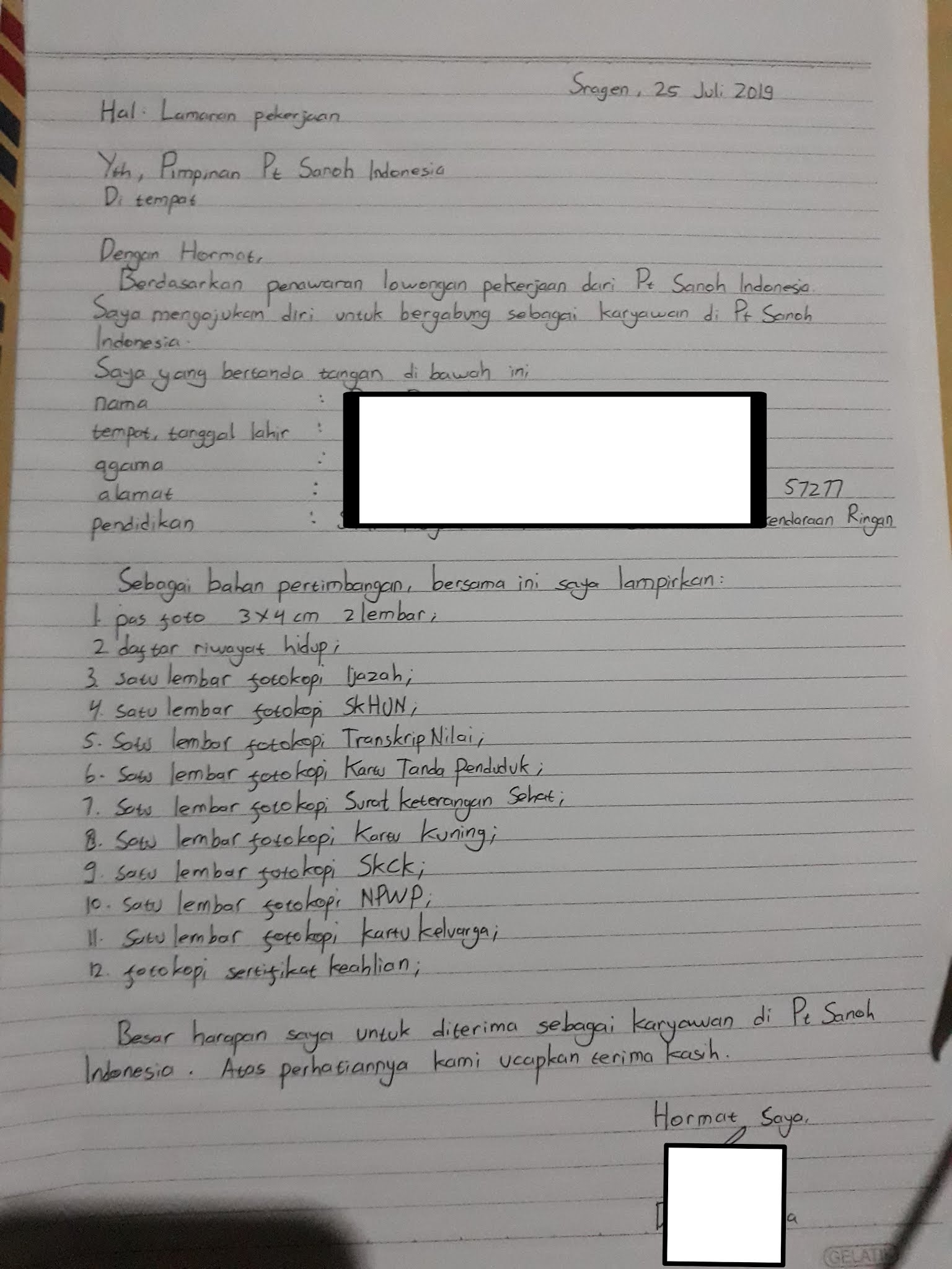 Foto Hd Contoh Surat Lamaran Perusahaan Dedenanda