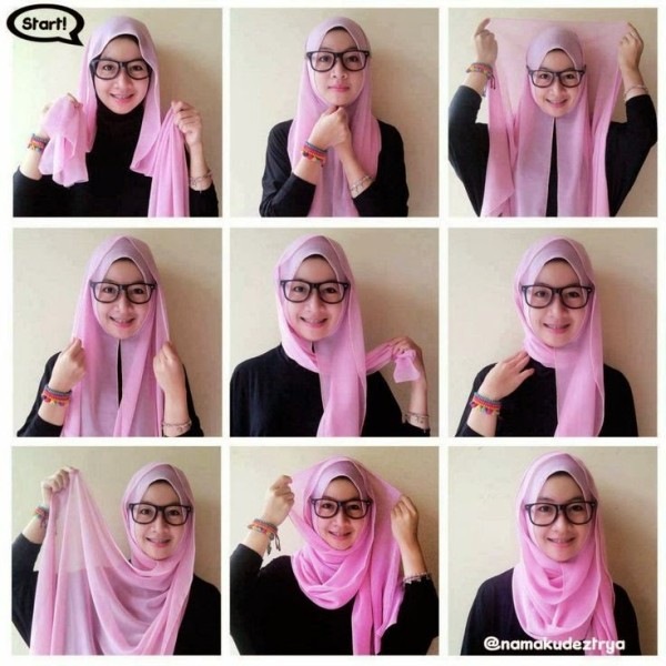 7 Tutorial Hijab Pashmina Kaos Simple Terbaru 2017