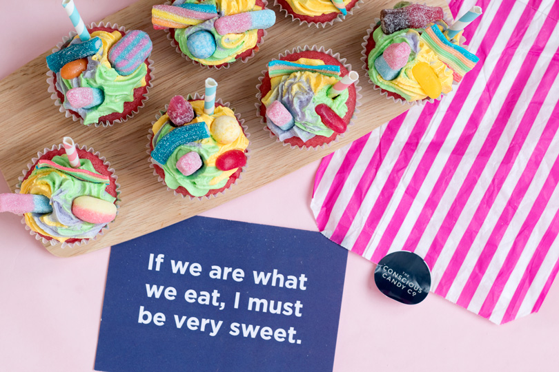 vegan pick 'n' mix bubblegum cupcakes