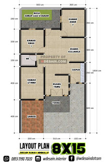 Denah Rumah  1  Lantai  3  Kamar  Tidur  dan Garasi DESAIN RUMAH  MINIMALIS 