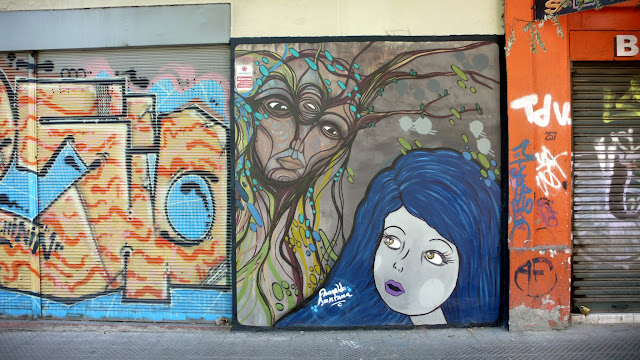 naska and santana graffiti street art in bellavista and patronato, santiago de chile