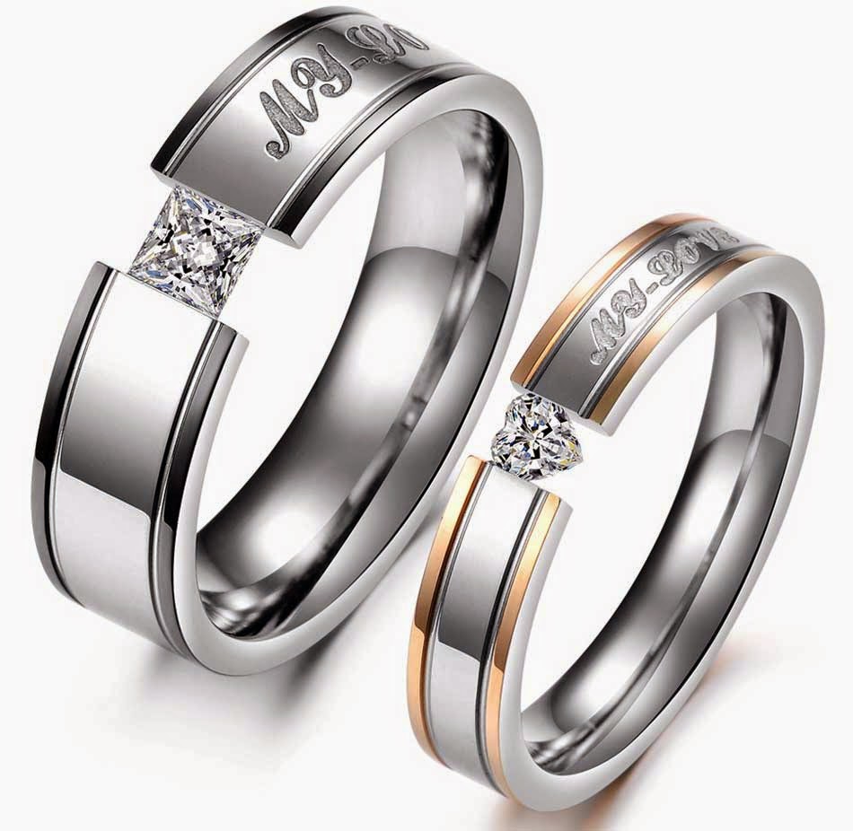  Matching  Wedding  Rings  Sets  Square Heart Diamond Two Tone