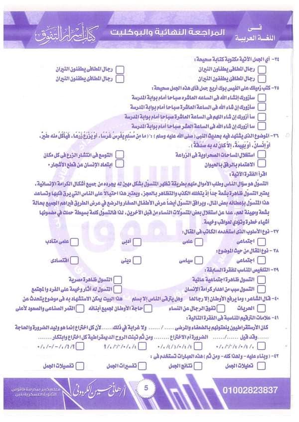 امتحان تعبير "بابل شيت" للثانوية العامة 2023 نظام جديد 5