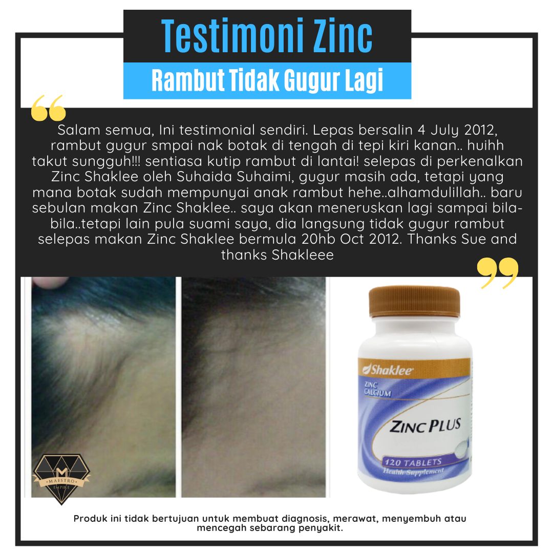 Testimoni Zinc Shaklee Rambut Tidak Gugur Lagi Pengedar