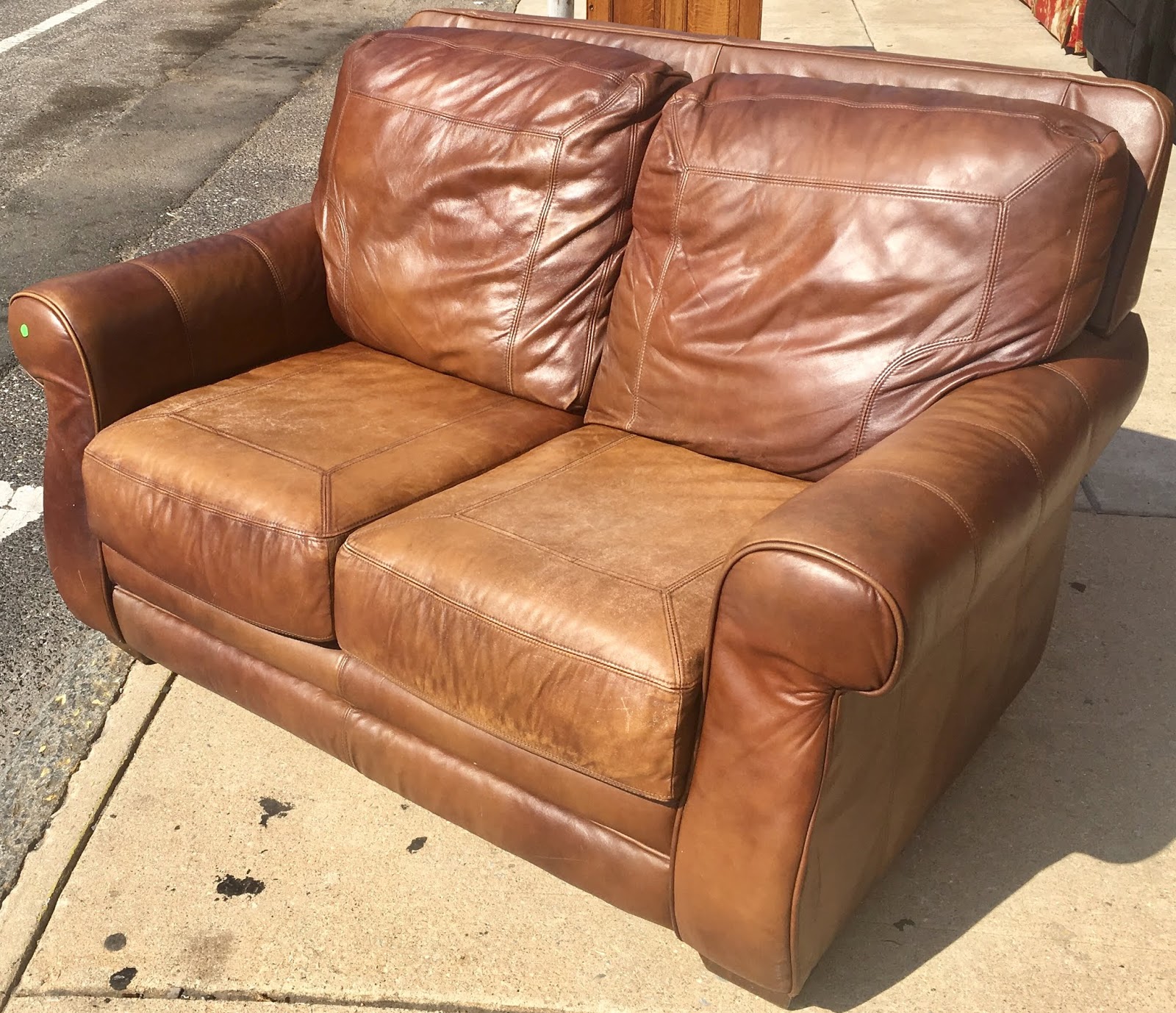 Uhuru Furniture And Collectibles Reduced Brown Leather Loveseat By Lane