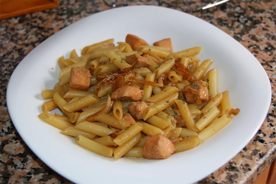 Macarrones con salmón