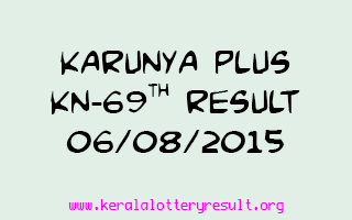 Karunya Plus KN 69 Lottery Result 6-8-2015