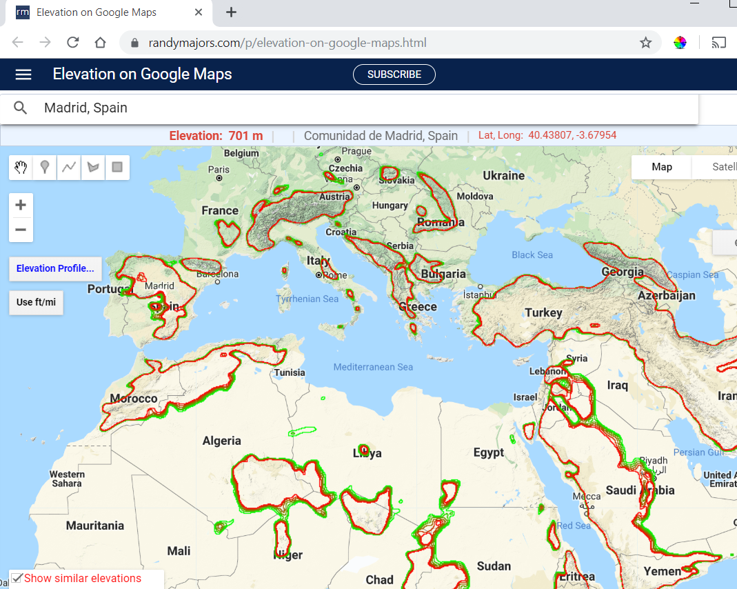 New Tool shows Elevations on Google Maps, all over the world - free