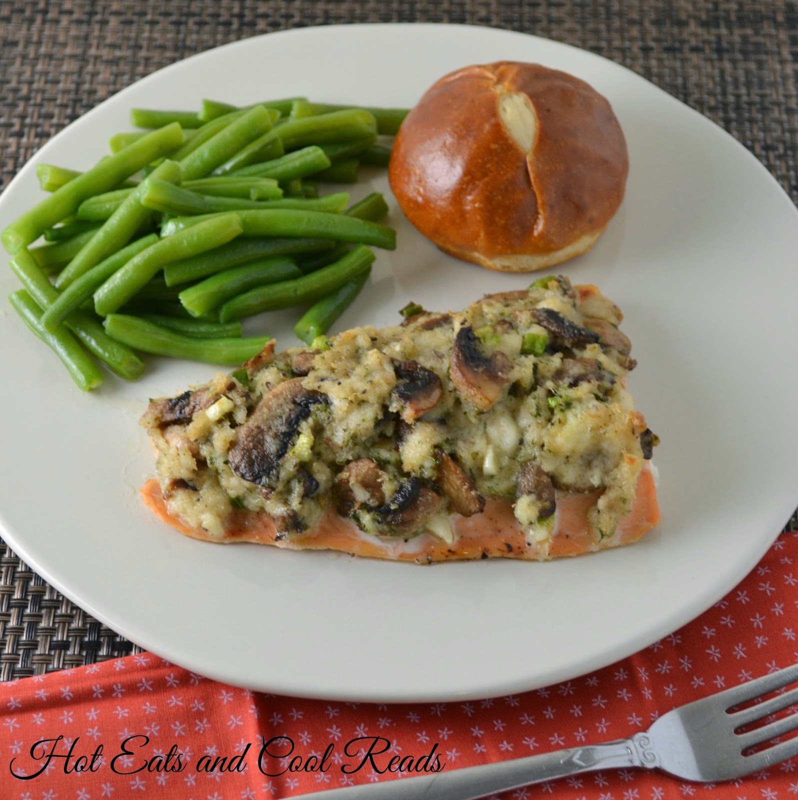 Crab and Mushroom Topped Baked Salmon Recipe