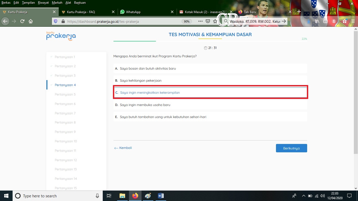 Bocoran Soal Kunci Jawaban Tes Motivasi Kemampuan Dasar Kartu Prakerja Dijamin Lulus Guru Berteknologi Bocoran Soal Kunci Jawaban Tes Motivasi Kemampuan Dasar Kartu Prakerja Dijamin Lulus Guru Berteknologi