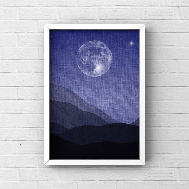 Midnight Still by Mark Taylor Midnight, moon over mountains, art