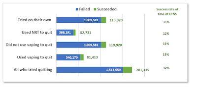 Quitting methods used in past year, CTNS 2019 Quitting methods used in past year, CTNS 2019