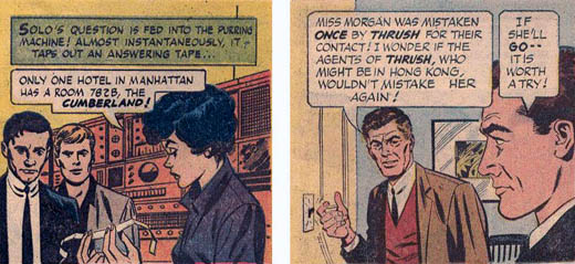 panel 1: Solo (Vaughn) and generic Kuryakin; panel 2: Solo (Vaughn) and generic Waverly