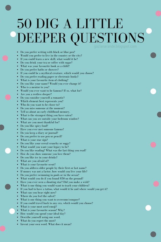 ANSWER GAME : Q n A -- 50 DIG A LITTLE DEEPER QUESTIONS
50 Random Questions