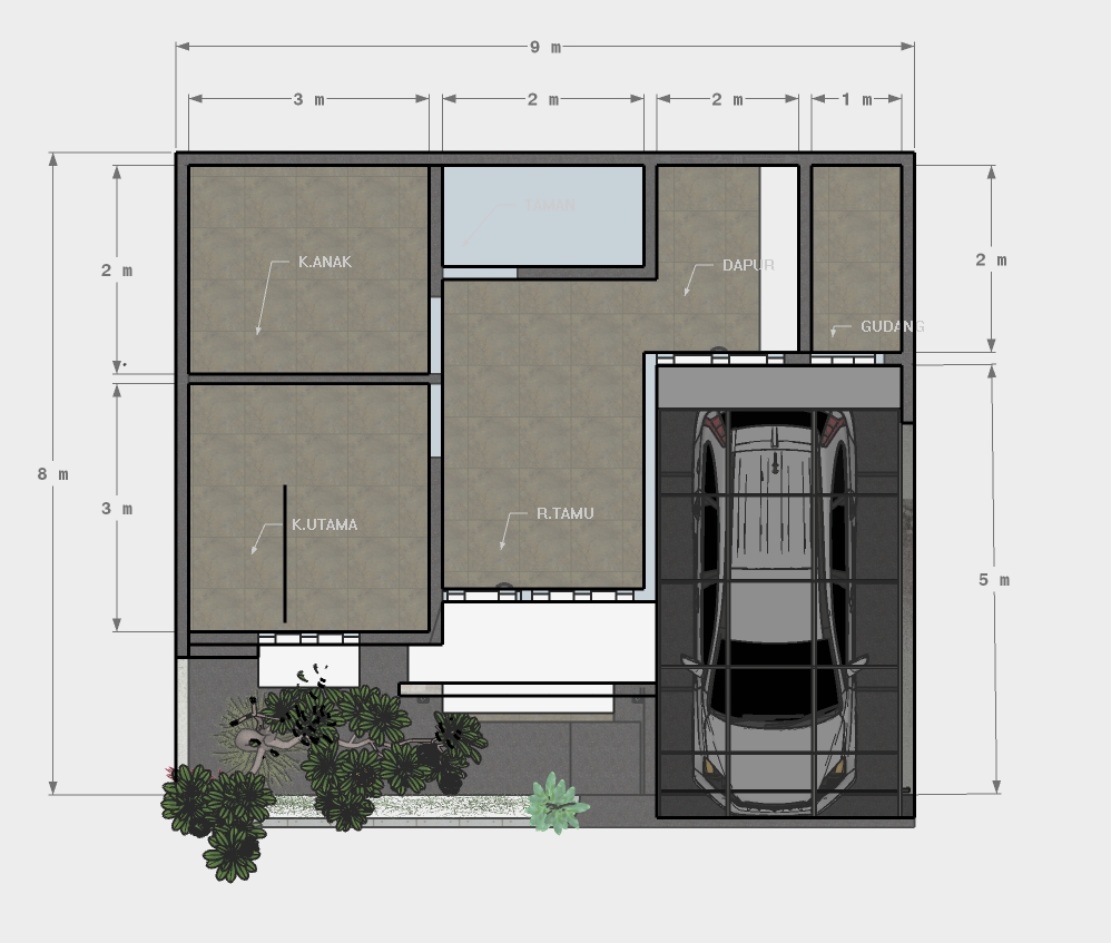 Desain Rumah Minimalis 8x9 Dilengkapi Denah Dan Tampak Desain Rumah Minimalis