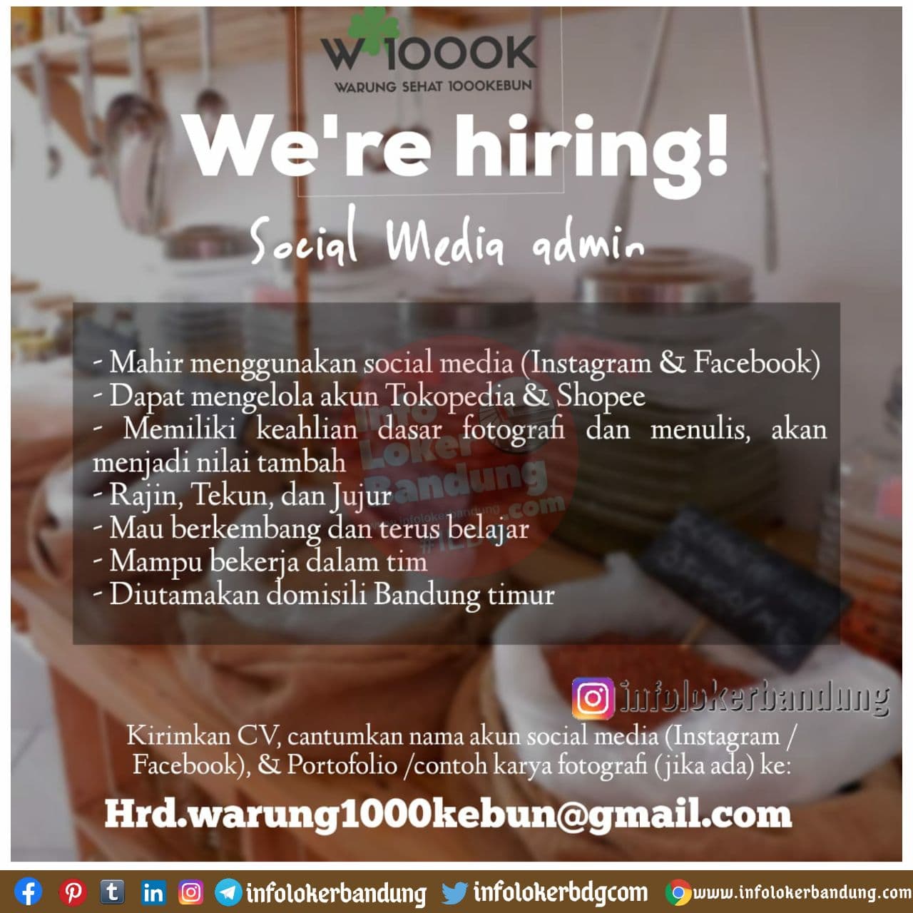 Lowongan Kerja Social Media Admin Warung 1000 Kebun Bandung Desember
