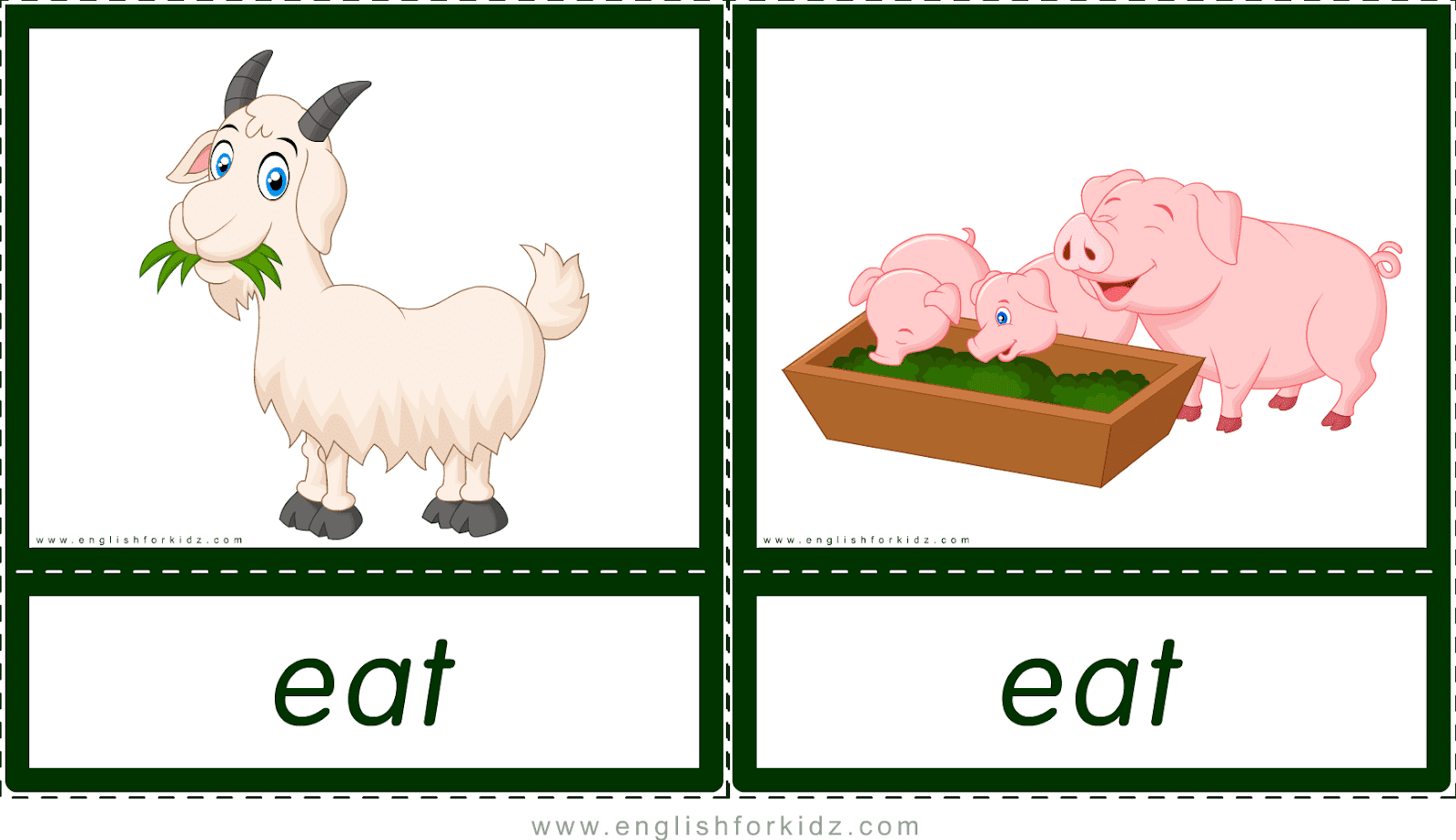 Printable Flashcards: Animal Actions. Part 2.