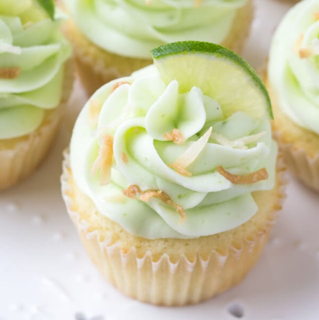 Coconut Cupcakes with Lime Buttercream Frosting 
