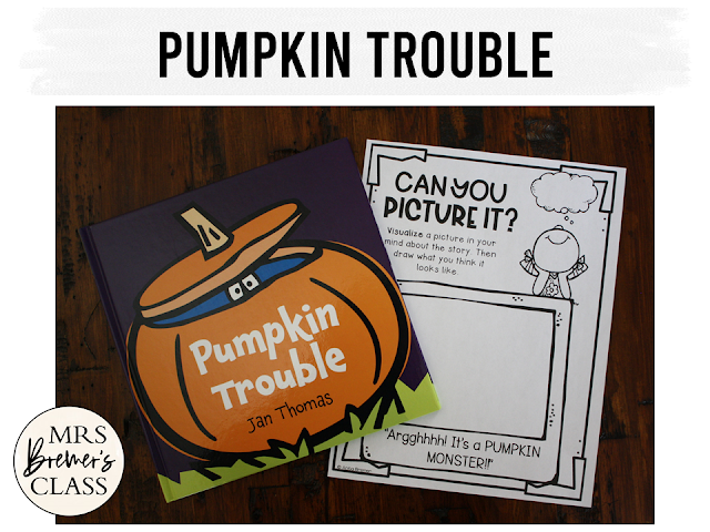 Pumpkin Trouble book study unit Common Core literacy companion activities and craftivity K-1