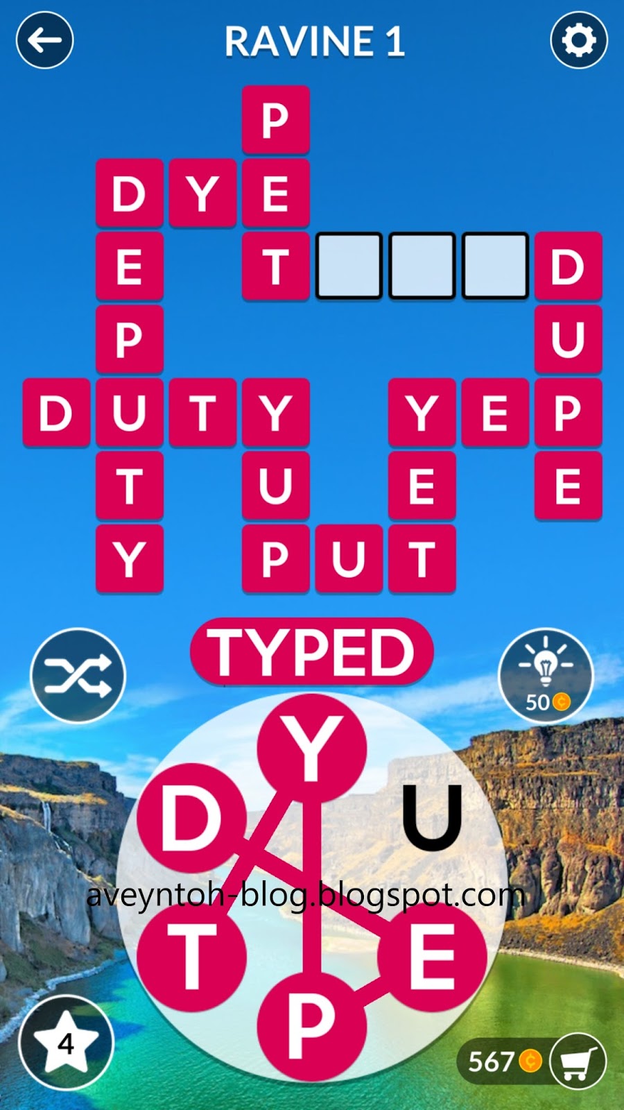 Aveyn's Blog Wordscapes Answers CANYON RAVINE