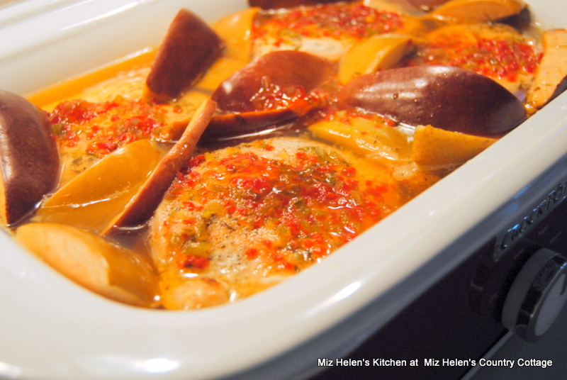 Slow Cooker Pepper Jelly Pork Chops, Apples & Onions