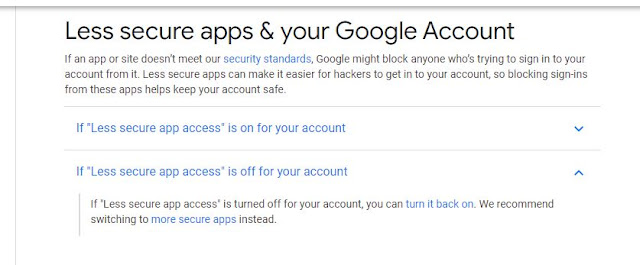 Less secure apps & your Google Account