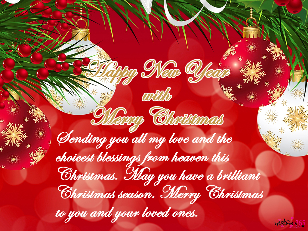 Poetry and Worldwide Wishes: Happy New Year with Merry Christmas with Beautiful Background and