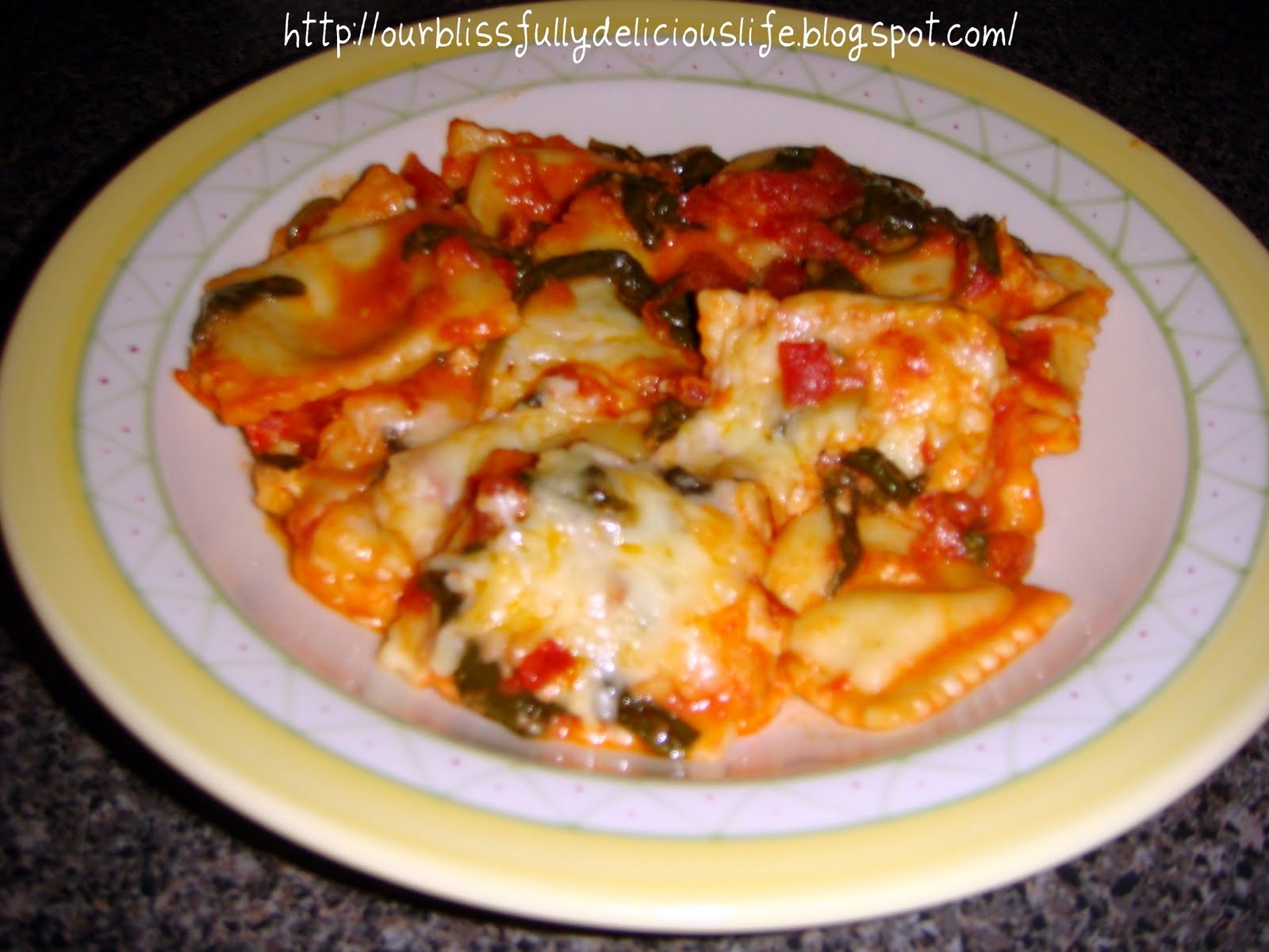 ravioli Ravioli spinach  Delicious with Life: bake recipe Blissfully Our Spinach with Cheesy Baked