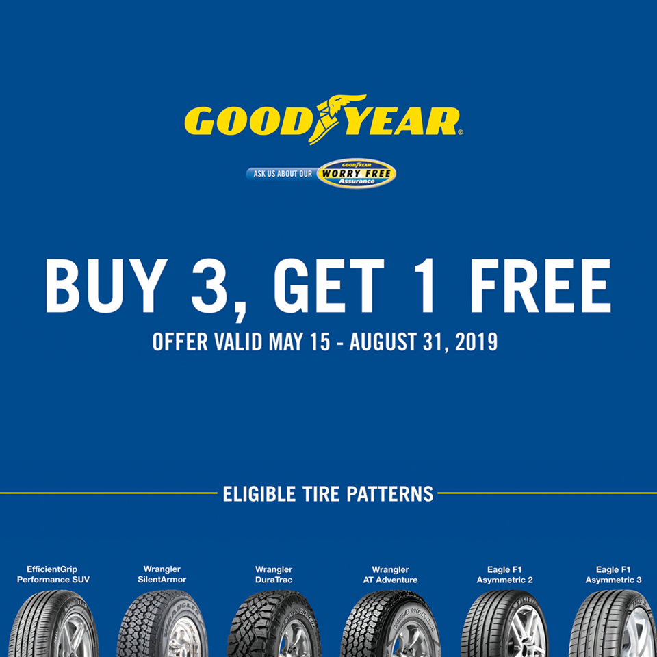 Manila Shopper GoodYear Tires Buy3 Get1 Promo til Aug 2019