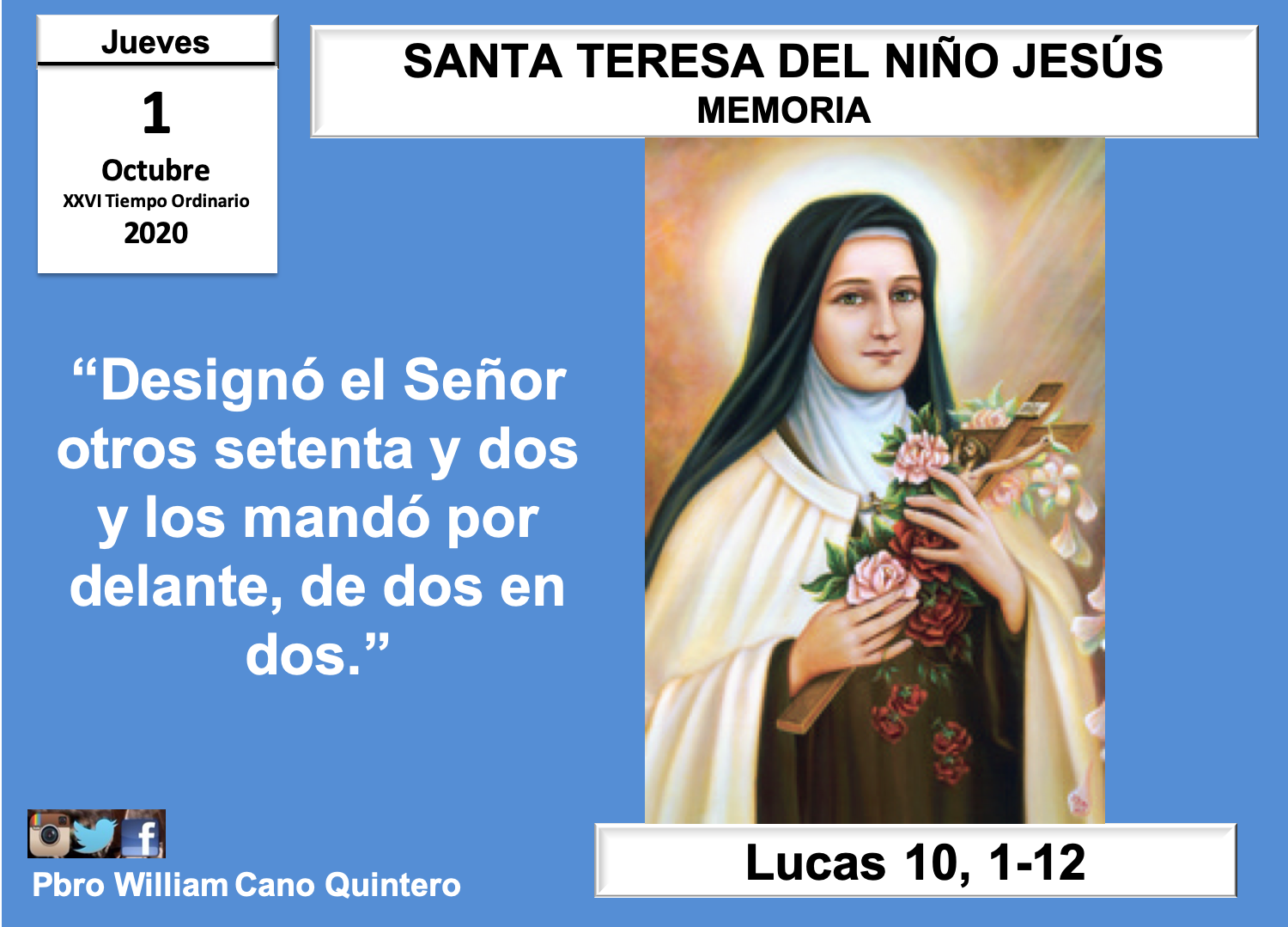 Evangelio Hoy Lecturas de la misa de 1 de octubre de 2020 y pequeña