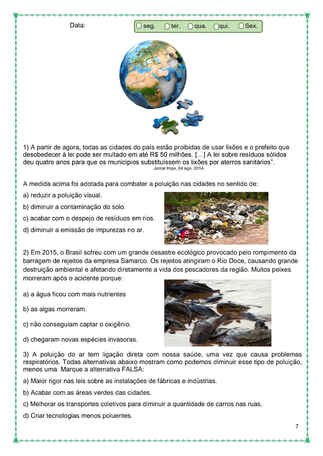 Sequência didática meio ambiente Sequência didática