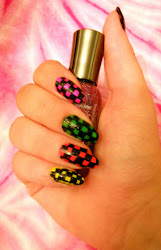 nail checkered neon extraordinaire artista pattern polish complete