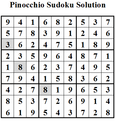 Pinocchio Sudoku Solution