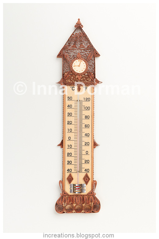 Room thermometers with paper quilling