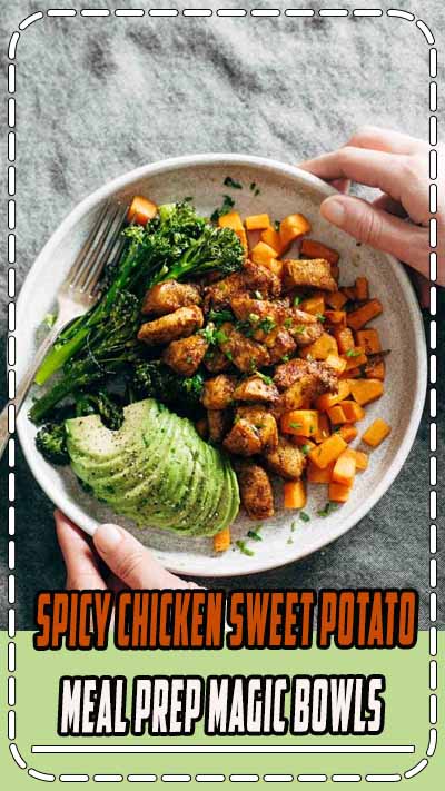 Spicy Chicken and Sweet Potato Meal Prep Magic! 3 big sheet pans + 45 minutes = a WEEK of healthy eating! #chicken #sweetpotato #mealprep #healthy #glutenfree