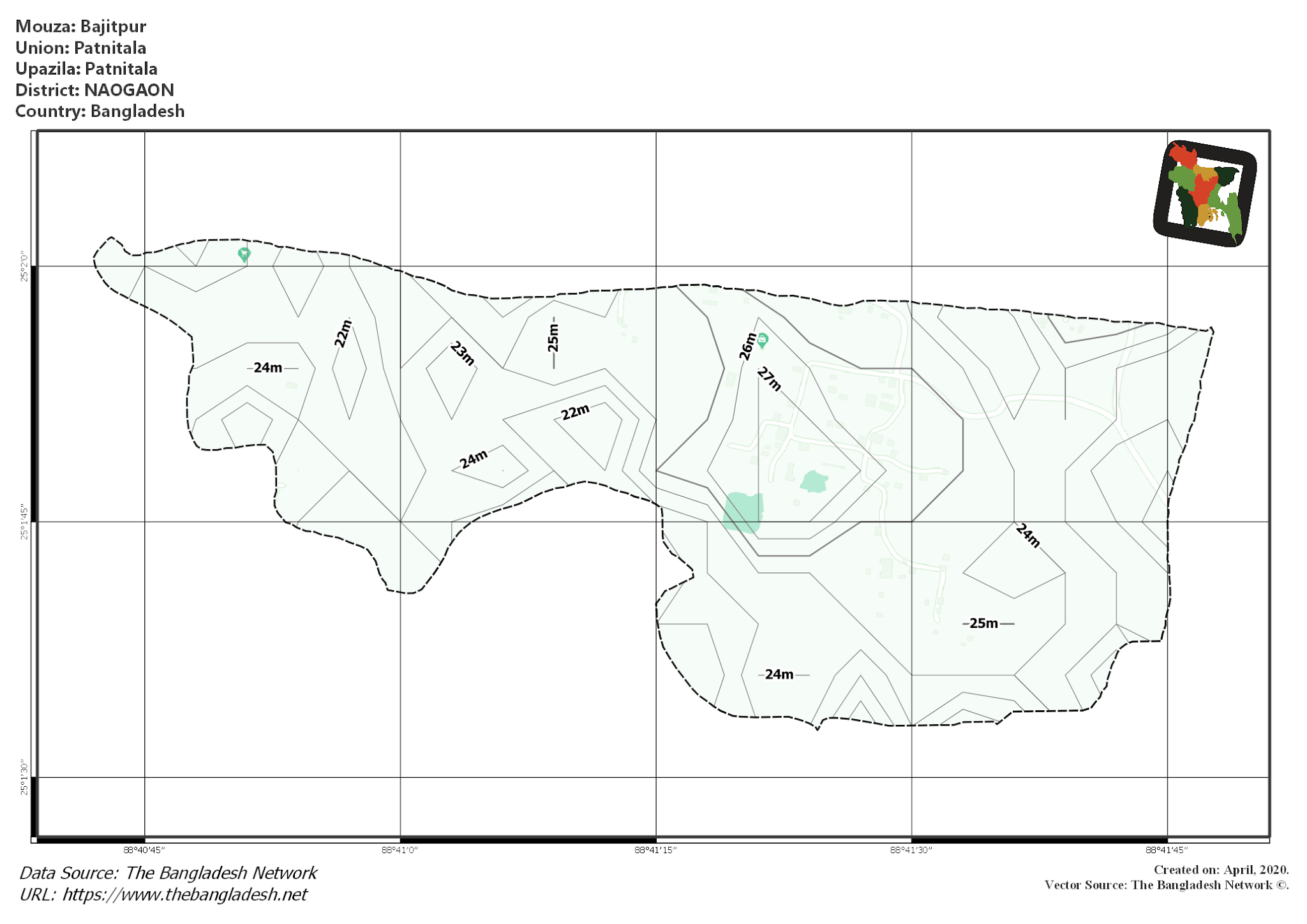 Map of Bajitpur Mouza of Patnitala Upazila, NAOGAON Map of Bajitpur Mouza of Patnitala Upazila, NAOGAON, Bangladesh.