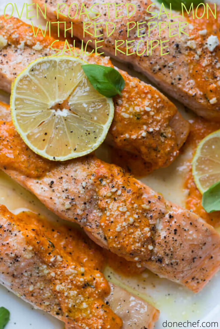 OVEN ROASTED SALMON WITH RED PEPPER SAUCE RECIPE