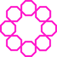 The pink octagons line up in a circle