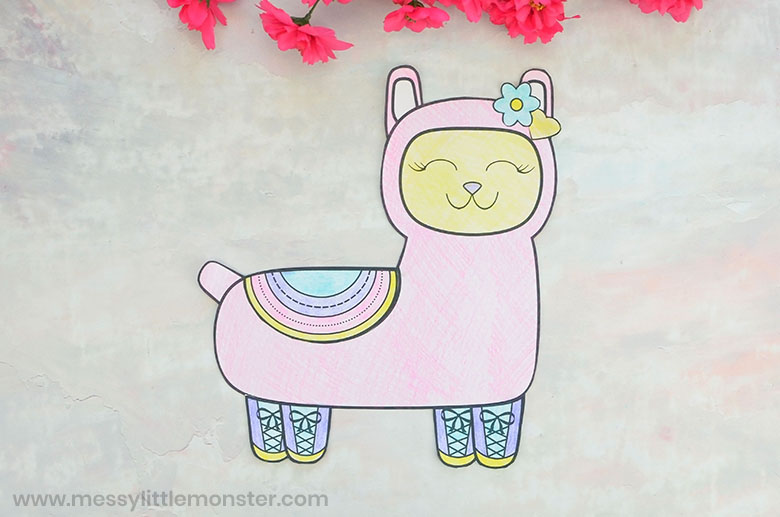 Mix and Match Llama Coloring Page Craft - Messy Little Monster