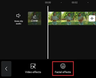 select facial effects menu select facial effects menu