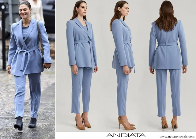 Crown Princess Victoria wore Andiata ayden blazer and area trousers light blue