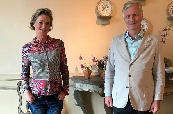 King Philippe, Queen Mathilde, Crown Princess Elisabeth, Prince Gabriel and Princess Eleonore met with Princess Delphine at Laeken Royal Palace