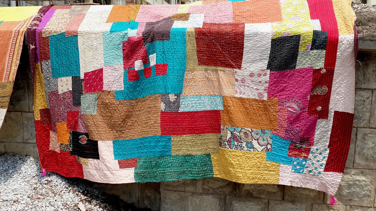 Million Little Stitches Folk textiles Kaudi a hand stitched